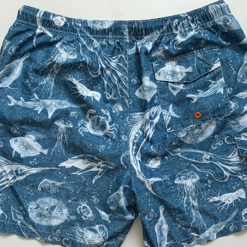 Tommy Bahama Relax Mens Blue Sea Life Marlin Squid Swim Trunks Large